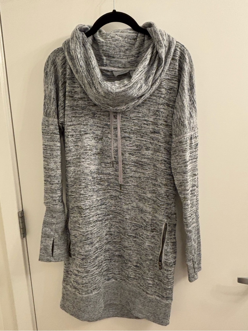 Gray Cowl-Neck Women's Sweatshirt Dress